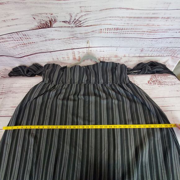 Terra & Sky Black Stripe Peasant Cottagecore Maxi Dress 4X Ruffle Farm Country - Picture 15 of 16